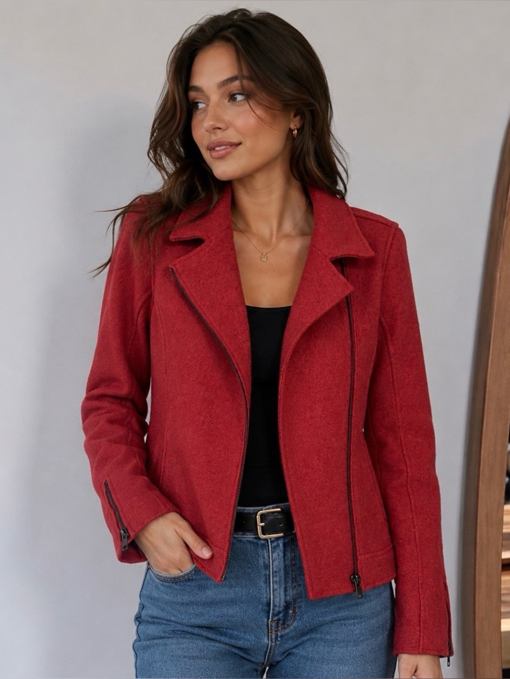 Tahari Wool Blend Moto Jacket / Blazer